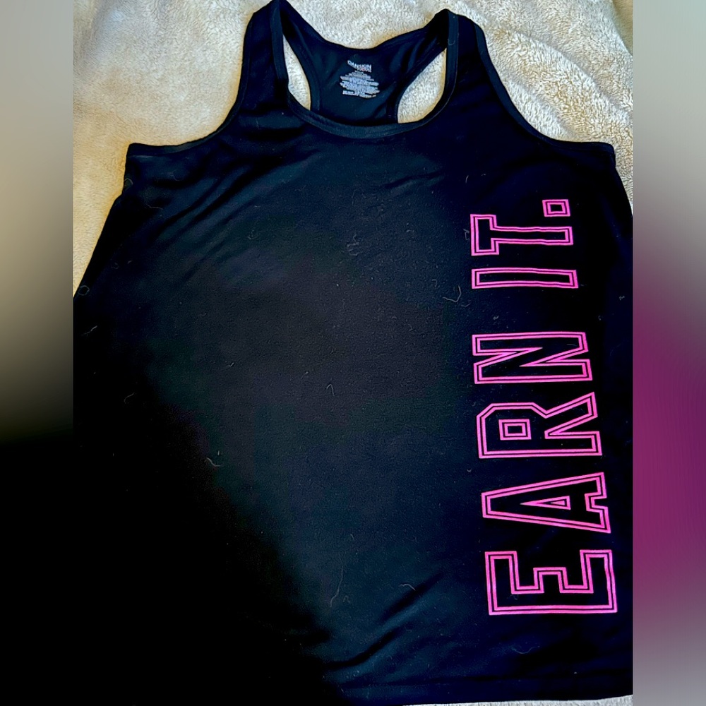 EUC Danskin Now Black Tank Top with Pink Lettering Size XXL